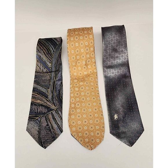 Men's High Quality 100% Silk & Polyester Tie Set of 3 - Picture 2 of 5